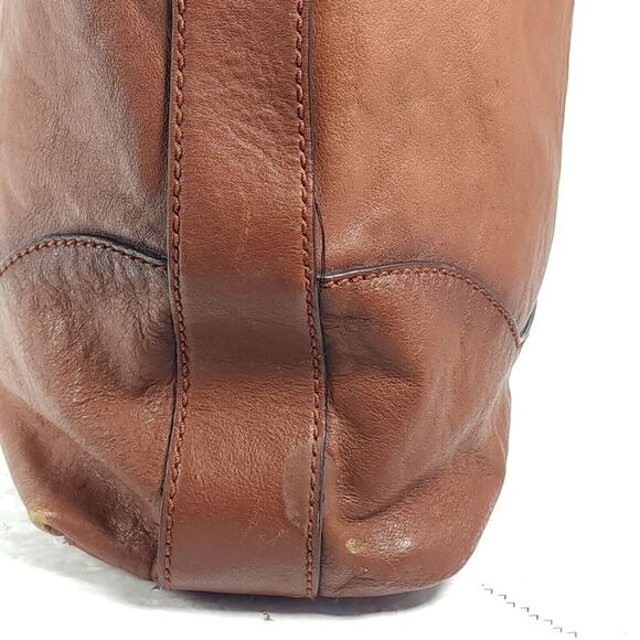 Frye Cognac Brown Leather Xtra Large Ring Tote Bag Purse Handbag - Picture 12 of 16